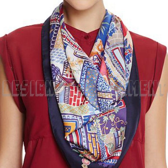 SALVATORE FERRAGAMO navy Jungle Tower GEMMA ELEPHANT silk scarf NWT + envelope🎁 - Picture 2 of 5